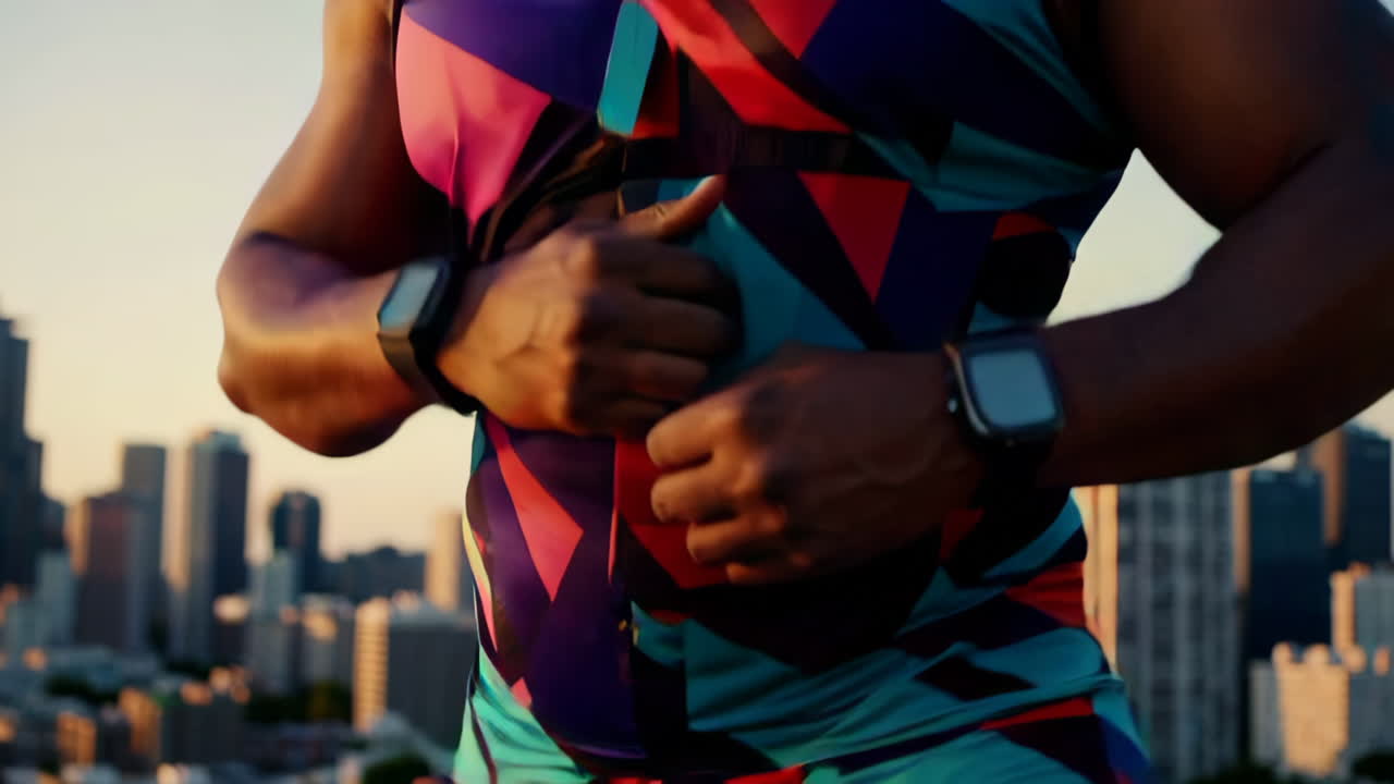 Confident Athlete in Urban Sunset