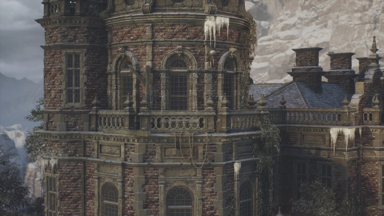 Exterior View of a Majestic Brick Castle