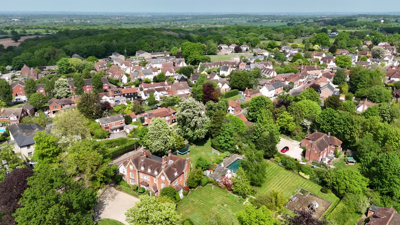 Stock Village in Essex UK Panning drone aerial