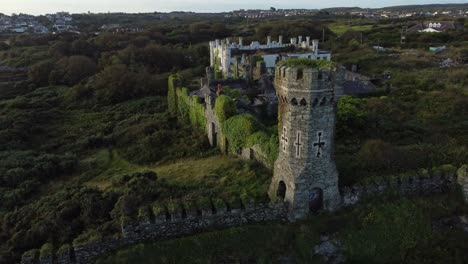 soldiers point house aerial view orbiting overgrown abandoned holyhead victorian coastal castle