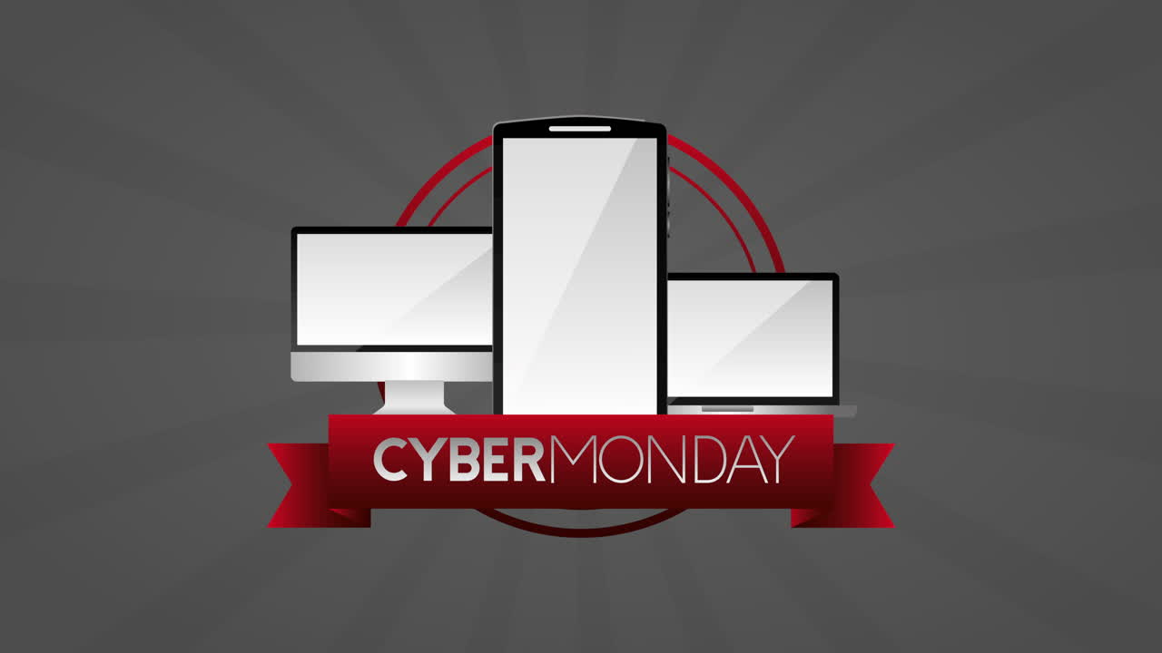 cyber lunedì animazione con dispositivi elettronici