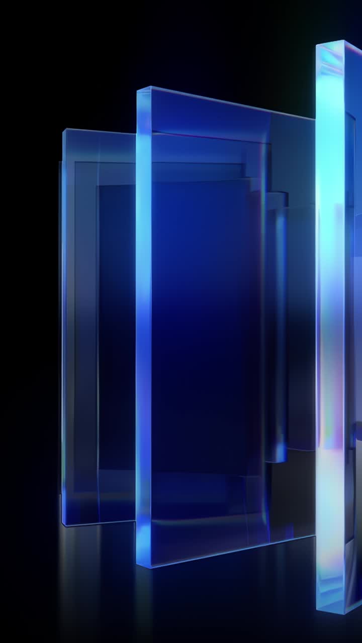 Looping chromatic glass structures spinning in circle