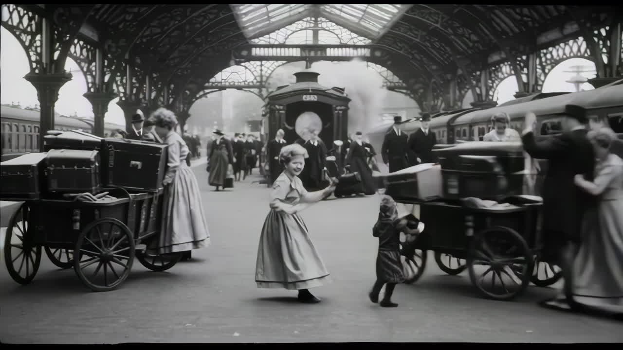 Vintage Train Station Scene
