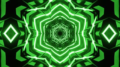 vj loop green neon kaleidoscope. seamless animation.