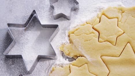 raw cookie dough with star shape and cutter 4k