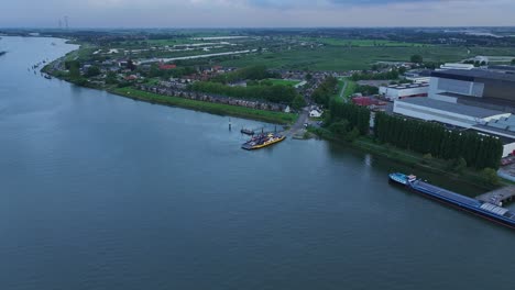 the majestic river lek at kinderdijk, south holland, netherlands