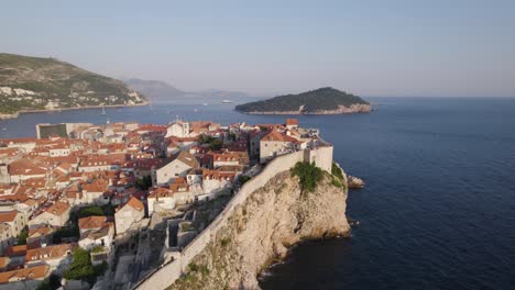 stone wall encircling medieval dubrovnik old town on dalmatian coast