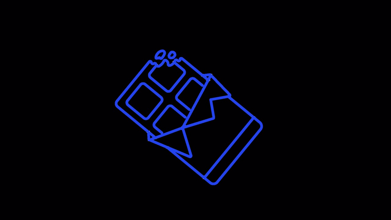 Animated Blue Line Drawing of a Bitten Chocolate Bar