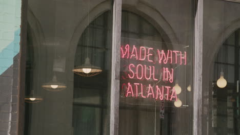 pink neon sign - made with soul in atlanta