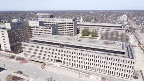 state agency buildings in lansing city, michigan, aerial drone view