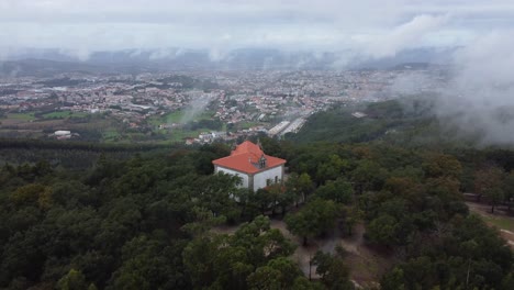 Church-reveal-from-above,-aerial-drone-shoot-of-a-church