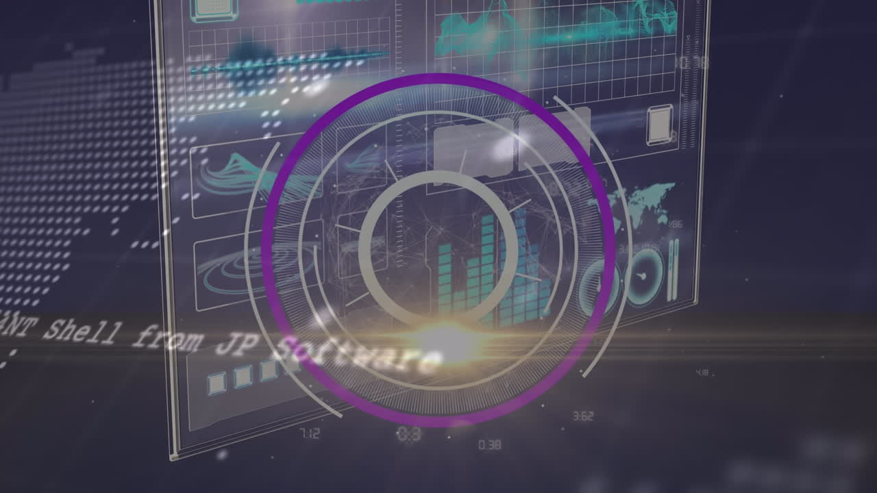 animación del escaneo del alcance sobre el procesamiento de datos sobre fondo negro