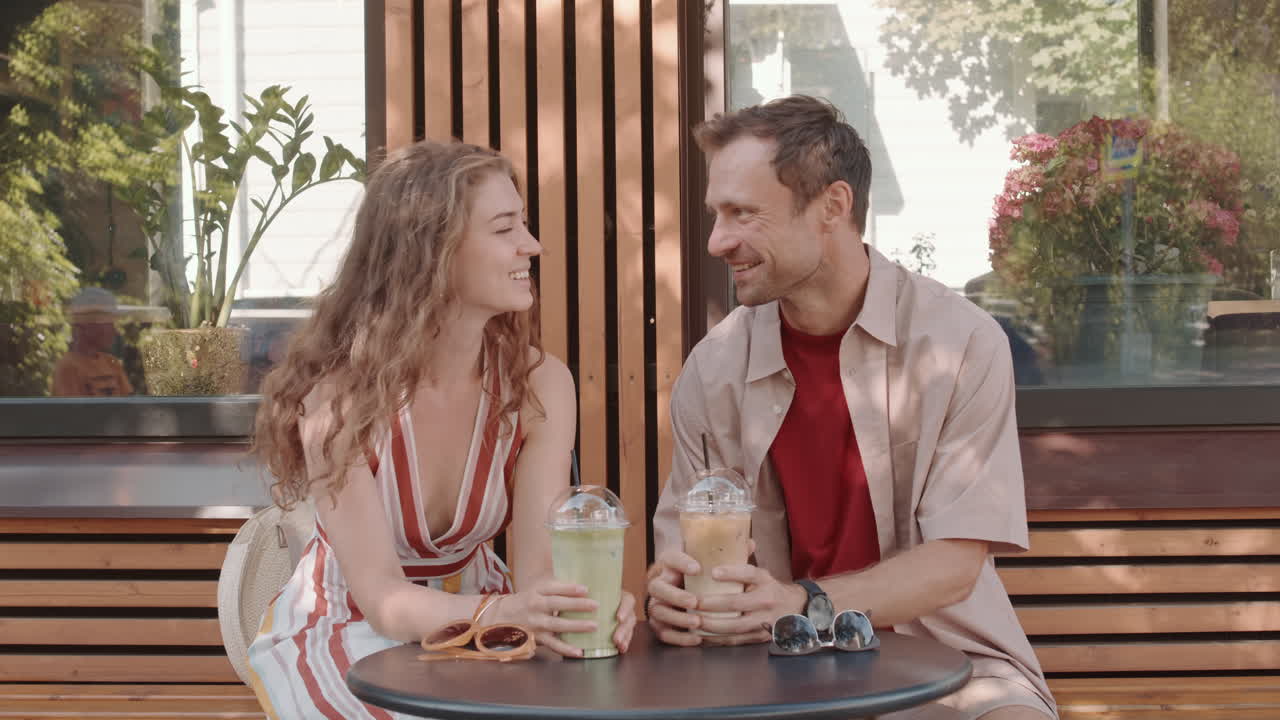Couple Having Iced Drinks