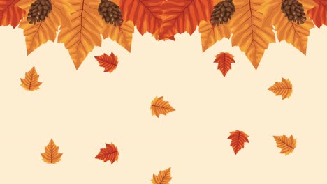 hola animación de otoño con patrón de hojas