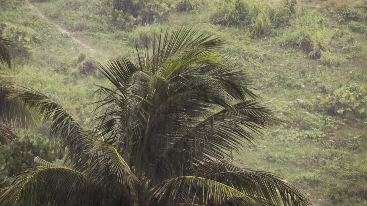tormenta de huracán en el caribe con fuerte viento y lluvia