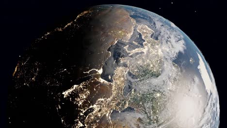 planet earth from space with illuminated city lights at night vertical