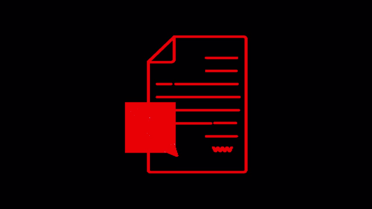 Animated Red Outline Document with Text, Signature, and Comment Icon