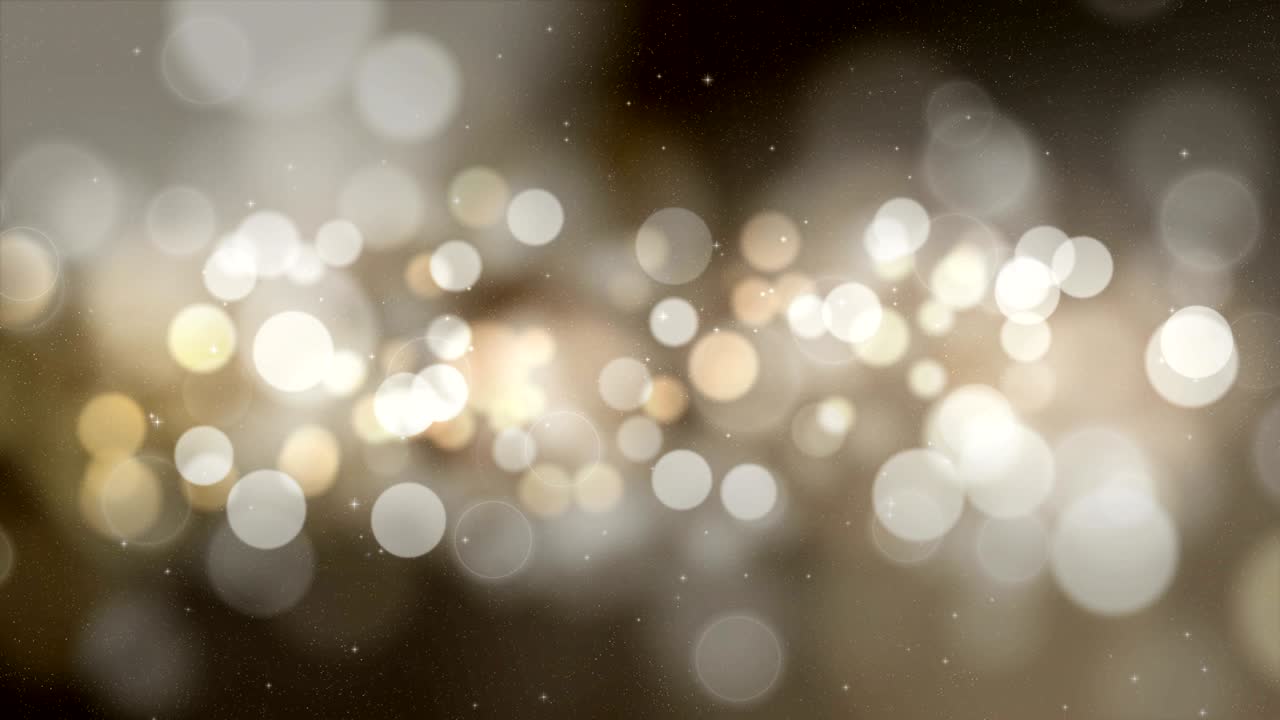 fondo bokeh de vacaciones abstract. círculos con partículas están volando lentamente. animación digital de bucle sin costuras.