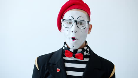 mime with a surprised expression