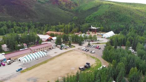 4K-Drone-Video-of-Chena-Hot-Springs-Resort-near-Fairbanks,-Alaska