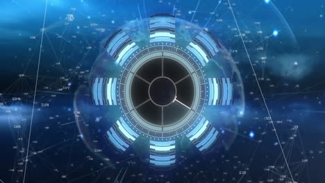 animation of data processing and scope scanning over globe