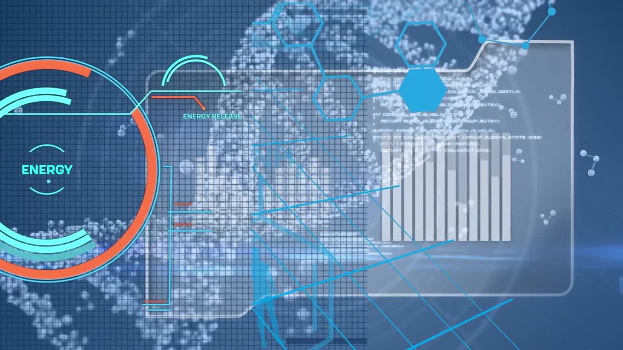 데이터 처리 및 dna 스트랜드에 대한 범위 스캔의 애니메이션