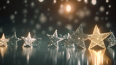 shiny star decorations on a table