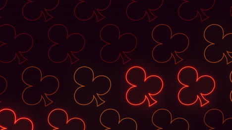 patrón de clubes de neón rojo en el espacio negro oscuro