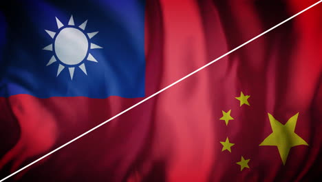 animación de agitar la bandera combinada de taiwán y china