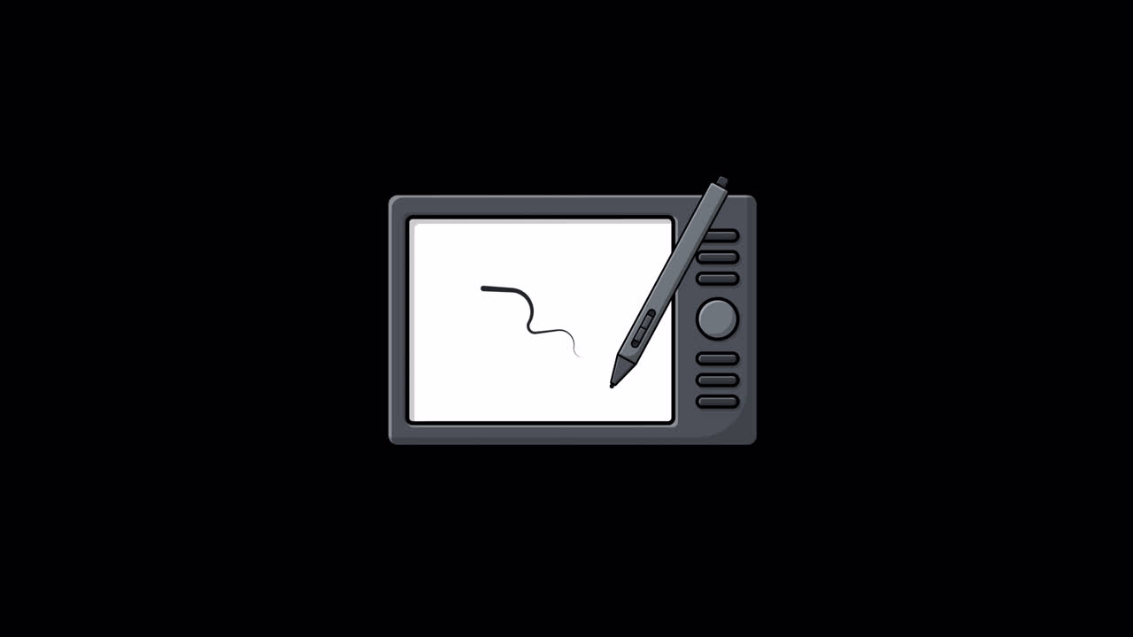 Animated Graphic Tablet with Stylus Drawing a Line