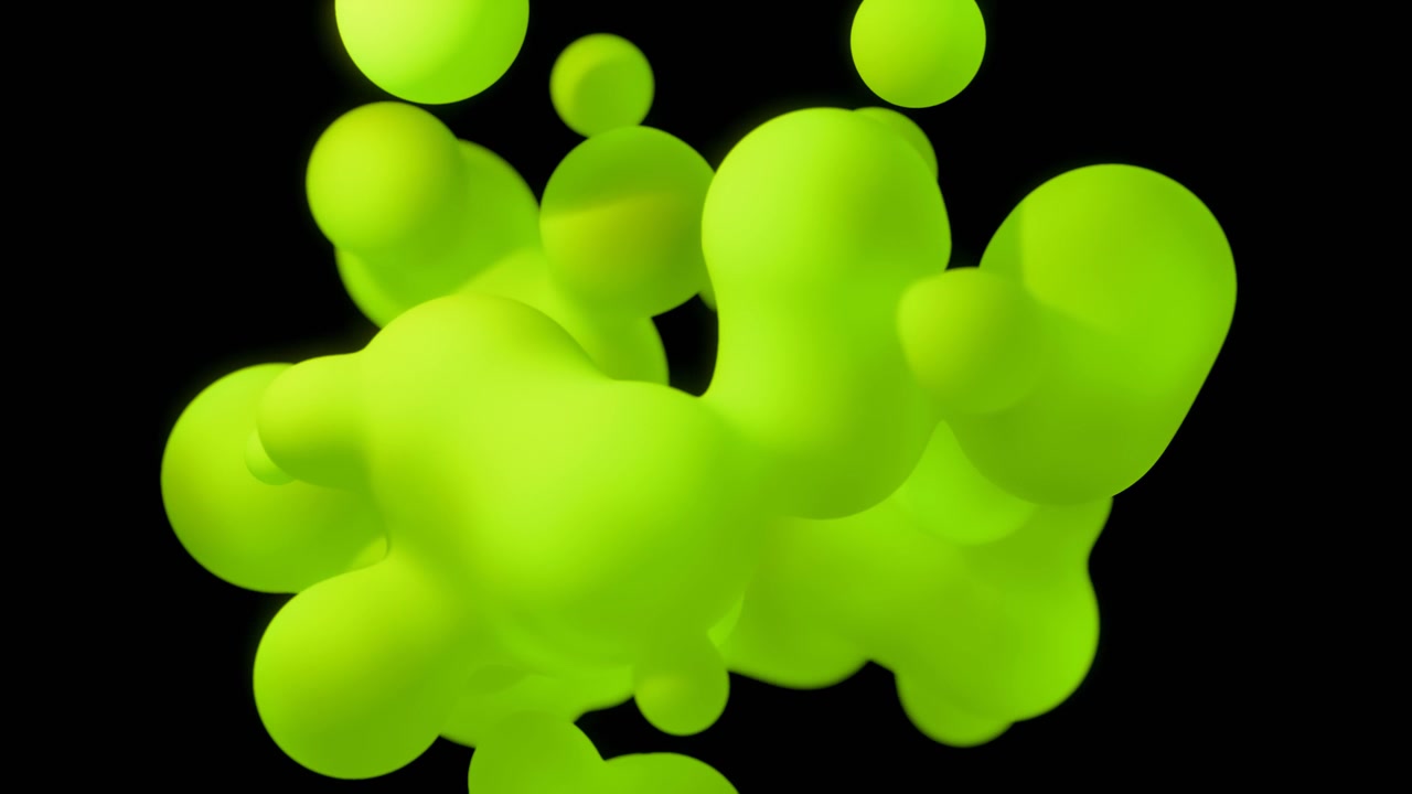 Limon Yeşili Yüzen Metaball'ların Soyut 3D Modellemesi