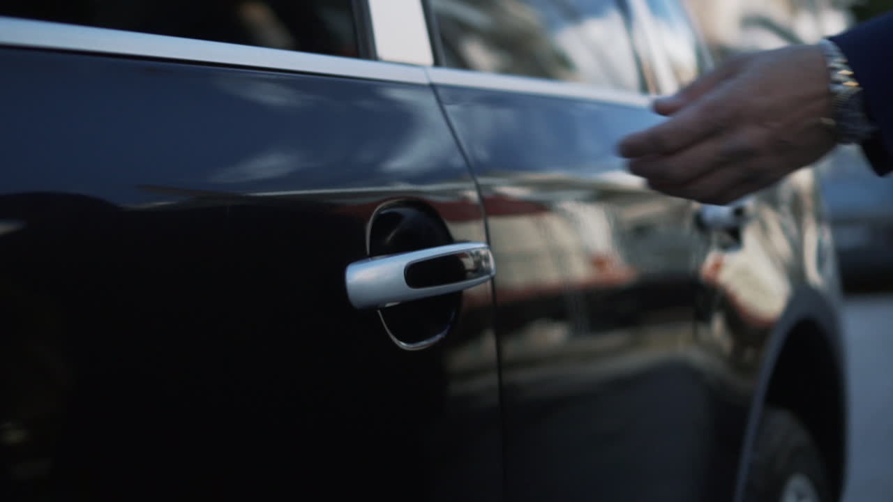 Close-up of a Black Car Door Handle