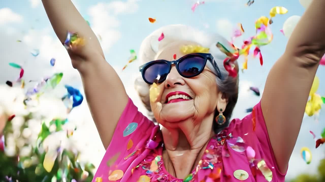 mujer mayor feliz celebrando