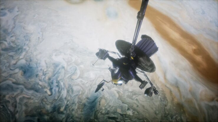 Galileo spacecraft orbiting Jupiter