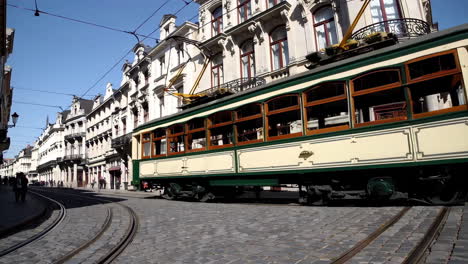 vintage tram in a european city