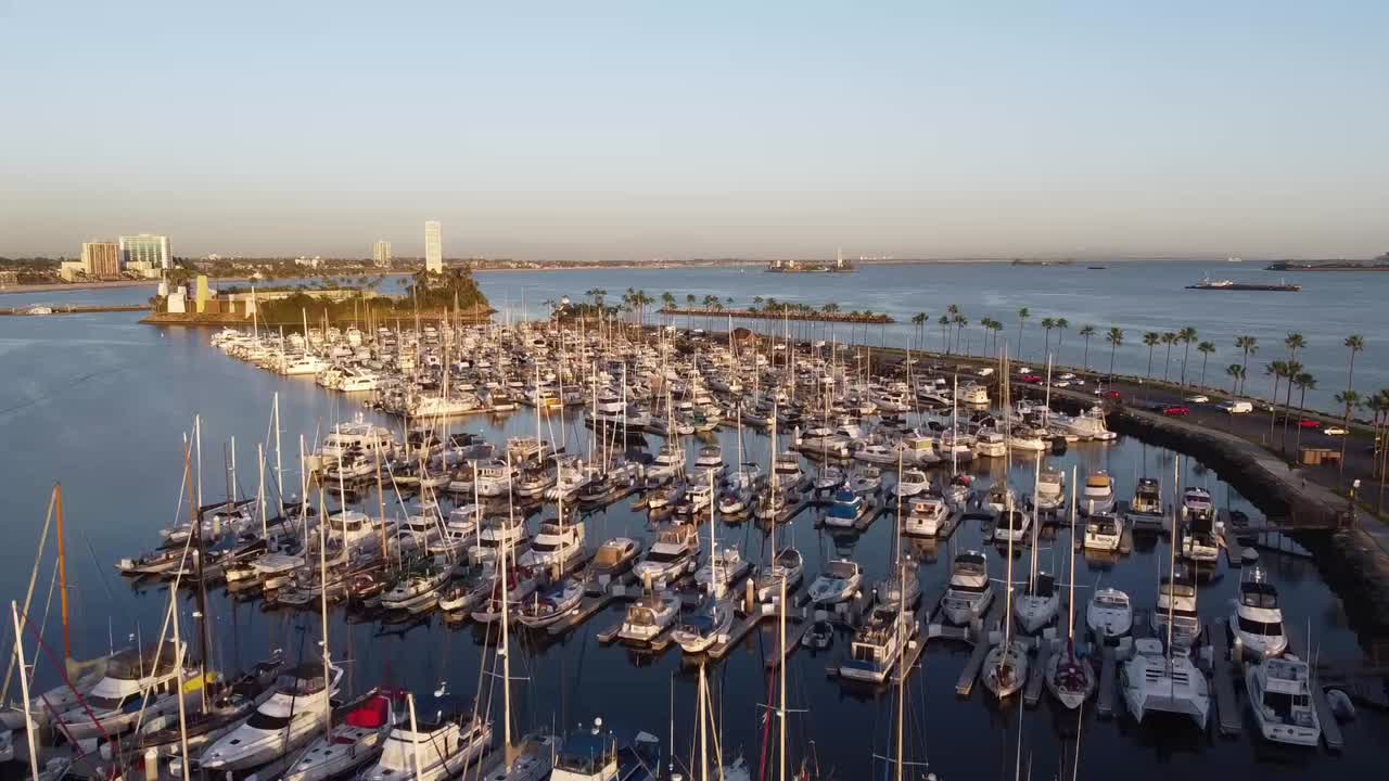 항구의 공중 샷입니다. 롱 비치, 캘리포니아