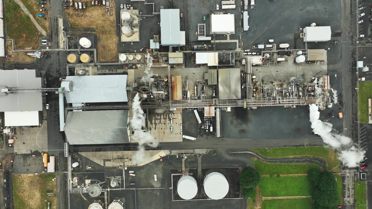 Top down view of industrial site in Longview, USA.