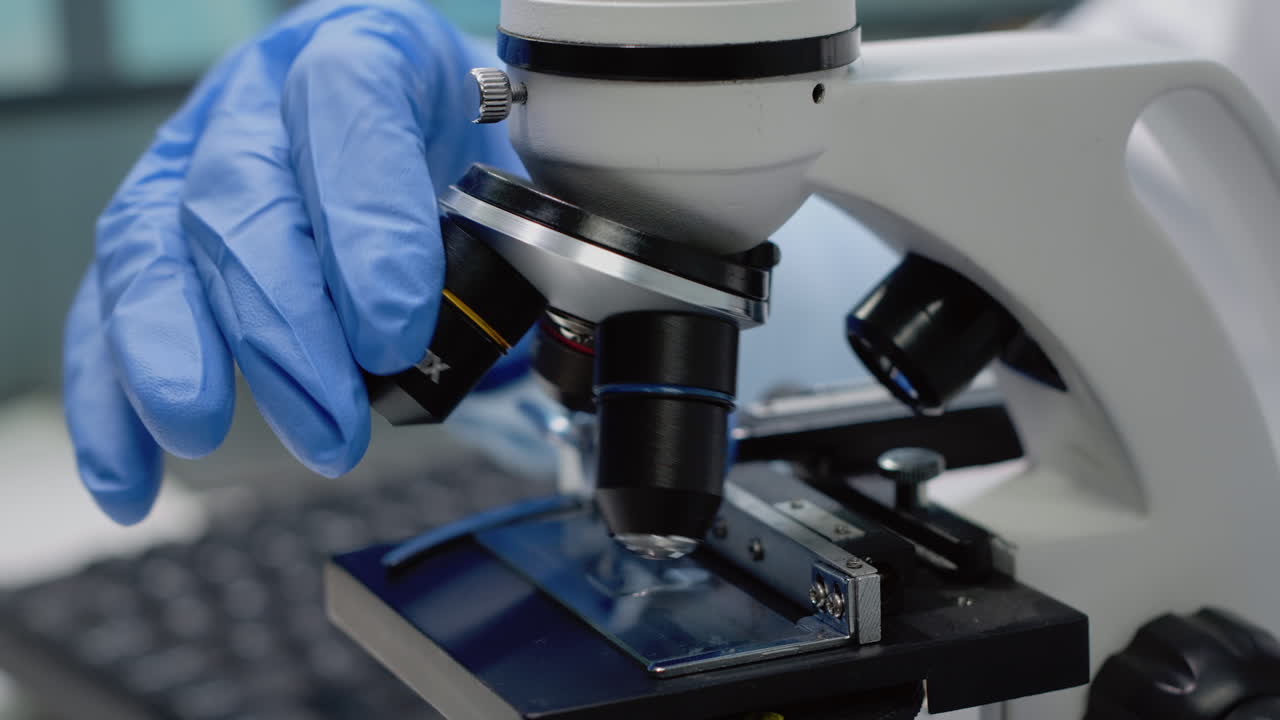 Microscope close-up in a laboratory setting