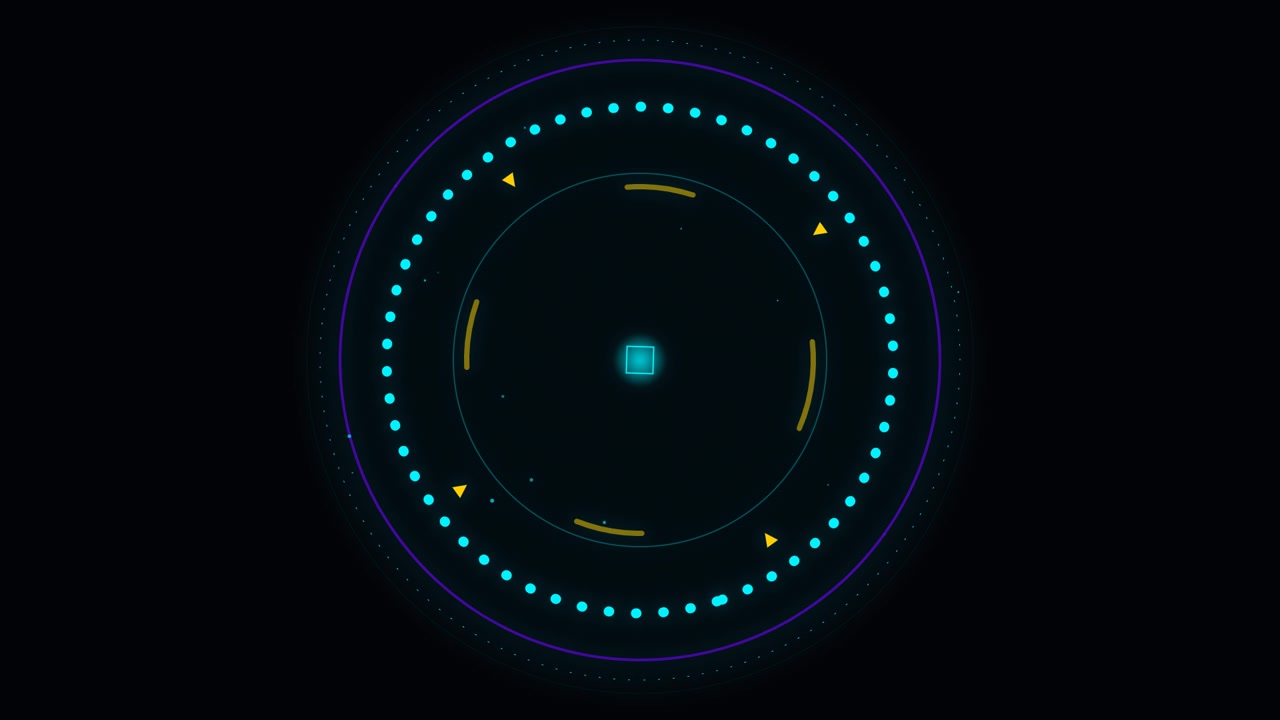 Futuristic Digital HUD Interface with Rotating Circular Elements