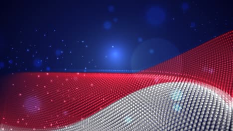 monaco waving flag on blue background with bright flares, motion loop