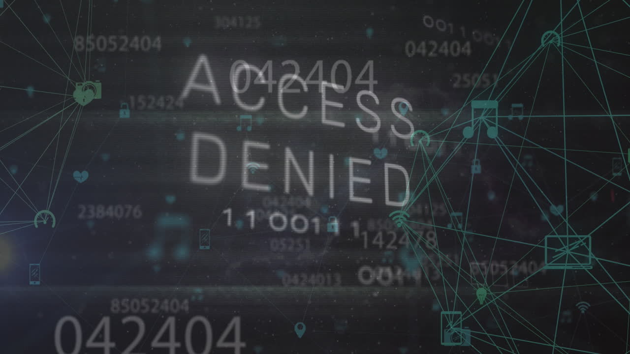 animación de texto de malware y procesamiento de datos a través de redes de conexiones