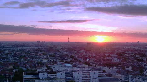 vibrant sunset over a city skyline