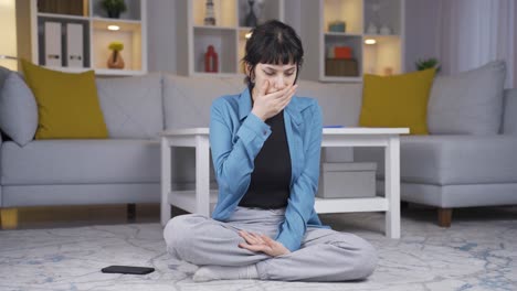 young woman with nausea.