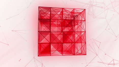 red wireframe cube on white background