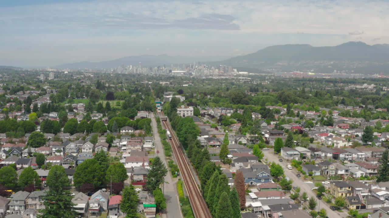 vista aérea de drones sobre el pintoresco paisaje urbano de vancouver