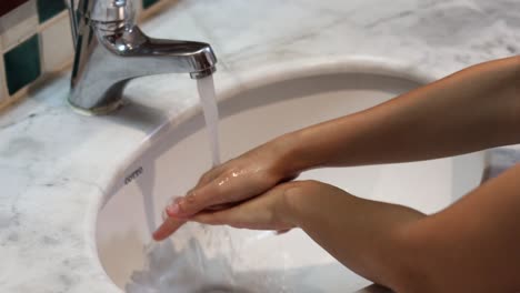 sequential steps of thorough hand washing routine