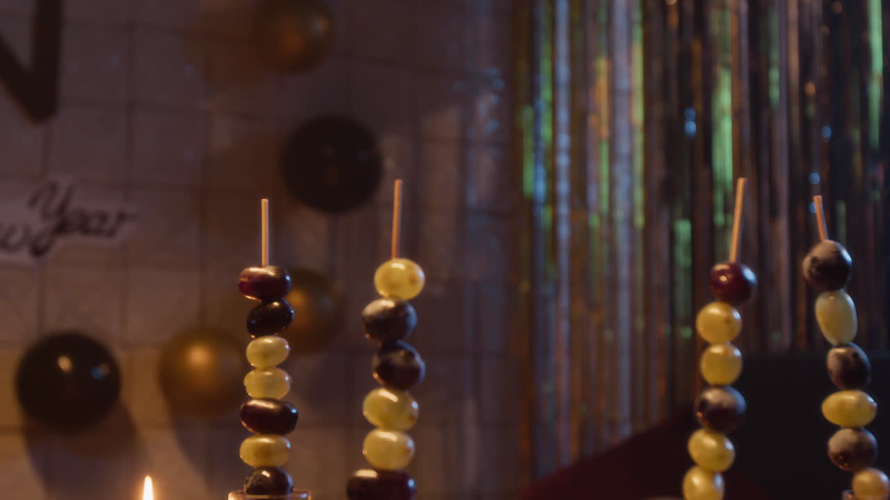 Grape Skewers in Sparkling Wine Glasses