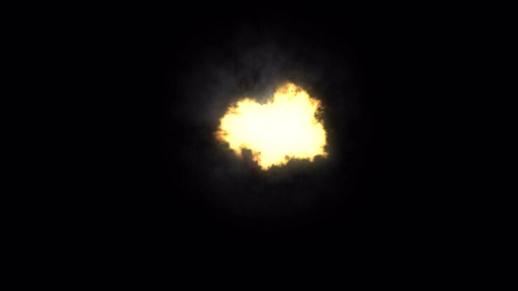 Pulsing Golden Light Surrounded by Dark Smoke