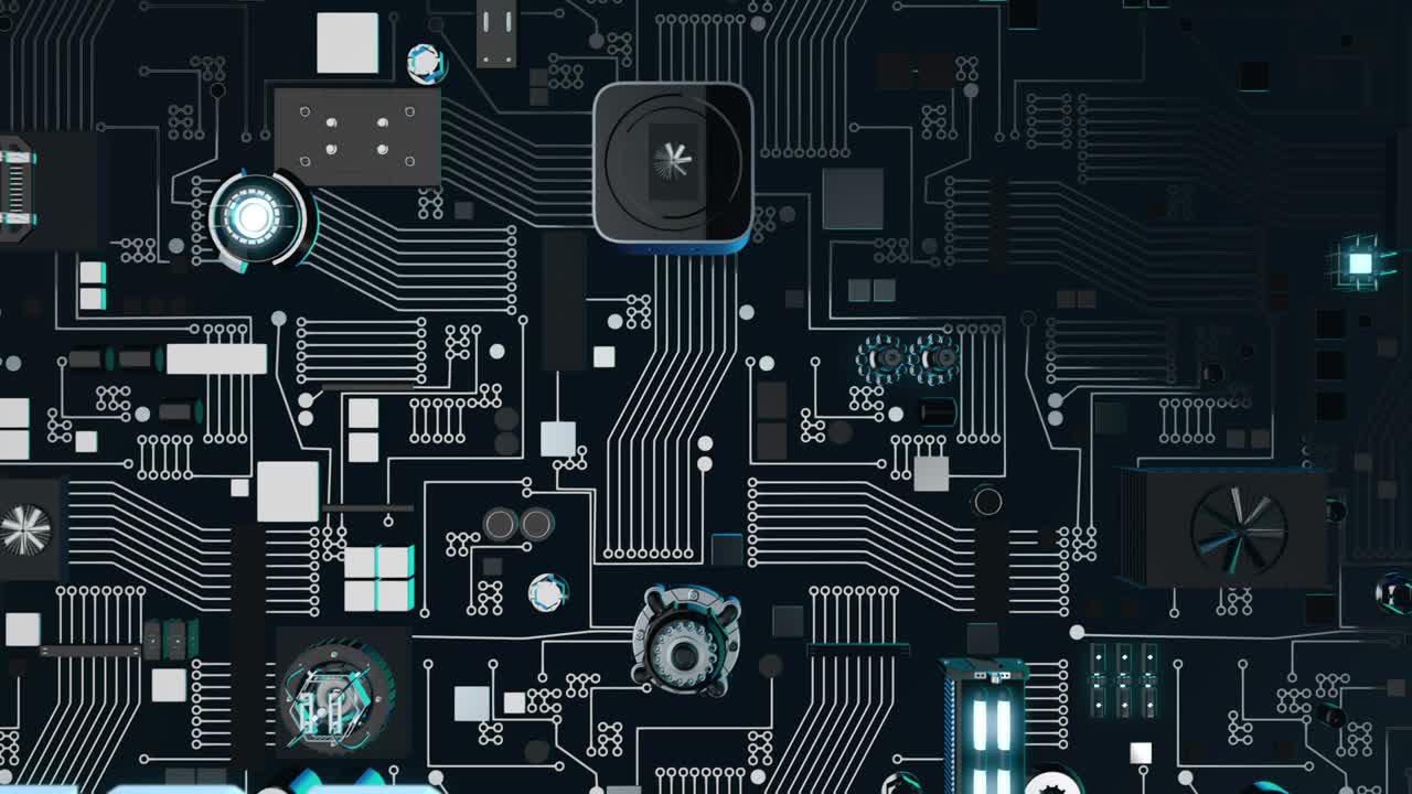 Hardware Concept with dark futuristic circuit board