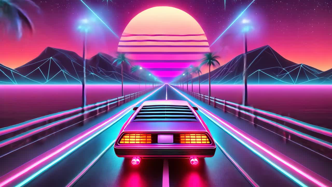 Retrofuturistic Highway Sunset